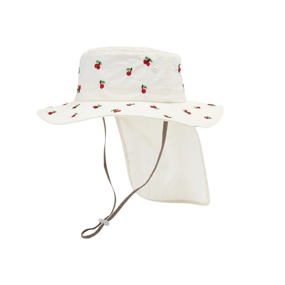 

Kawaii Children Panama Cap Neck Protection Quick-dry Broad Brim Bucket Hat Sunscreen Soft Summer Fisherman Hat Streetwear