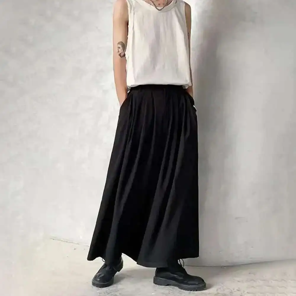 Men's New Pants Daily Loose Single Gothic Fashion Button Streetwear Japanese Dark Style Wide Leg Pants Unisex