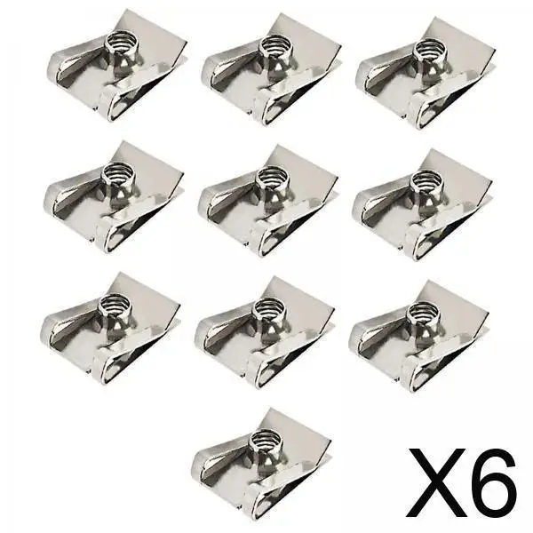 

6x 10Pcs U Type Clips with Thread Stainless Steel U Type Fastener Nut Mounting Clip for Scooter