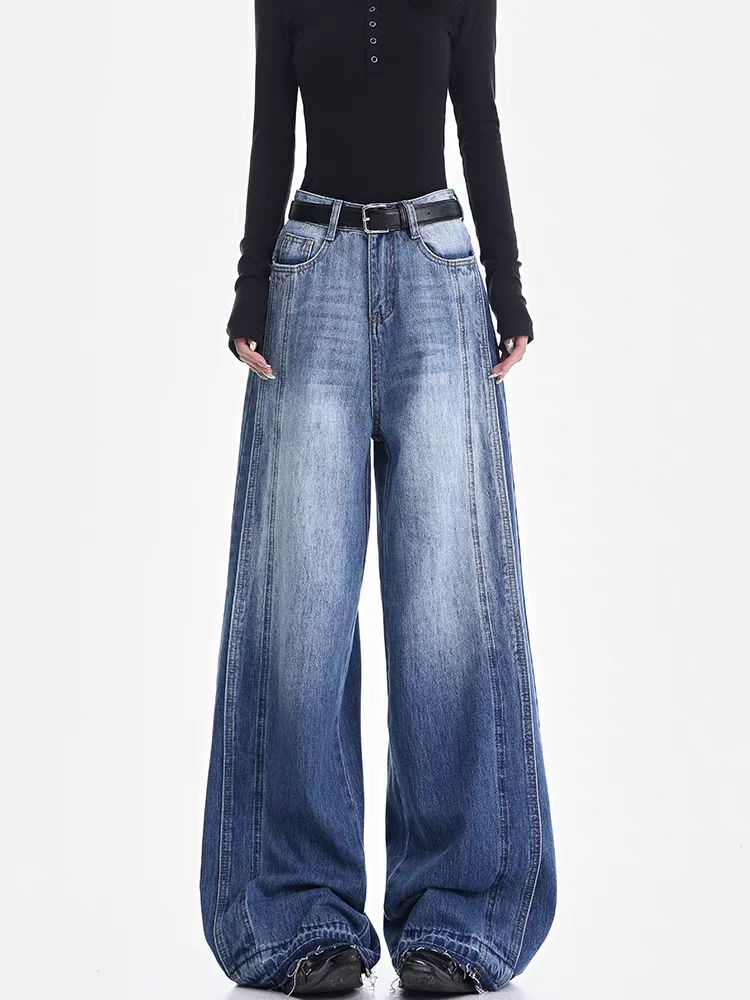 

Vintage Washed Loose Fit Jeans Casual Denim Pants For Women Harajuku Japanese 2000s Style Streetwear Pockets Straight Trousers
