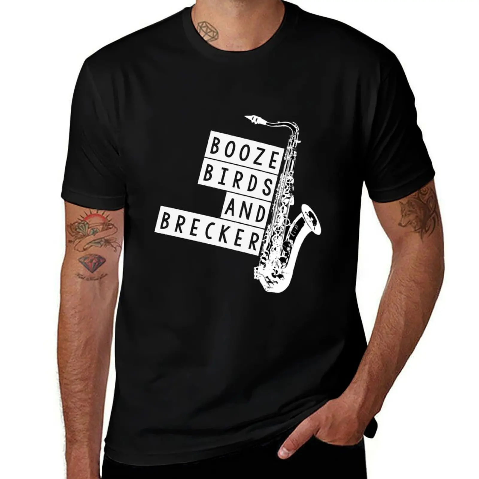 Booze, Birds, and Brecker T-Shirt Big Size Short Sleeve Tee for Men T-Shirt