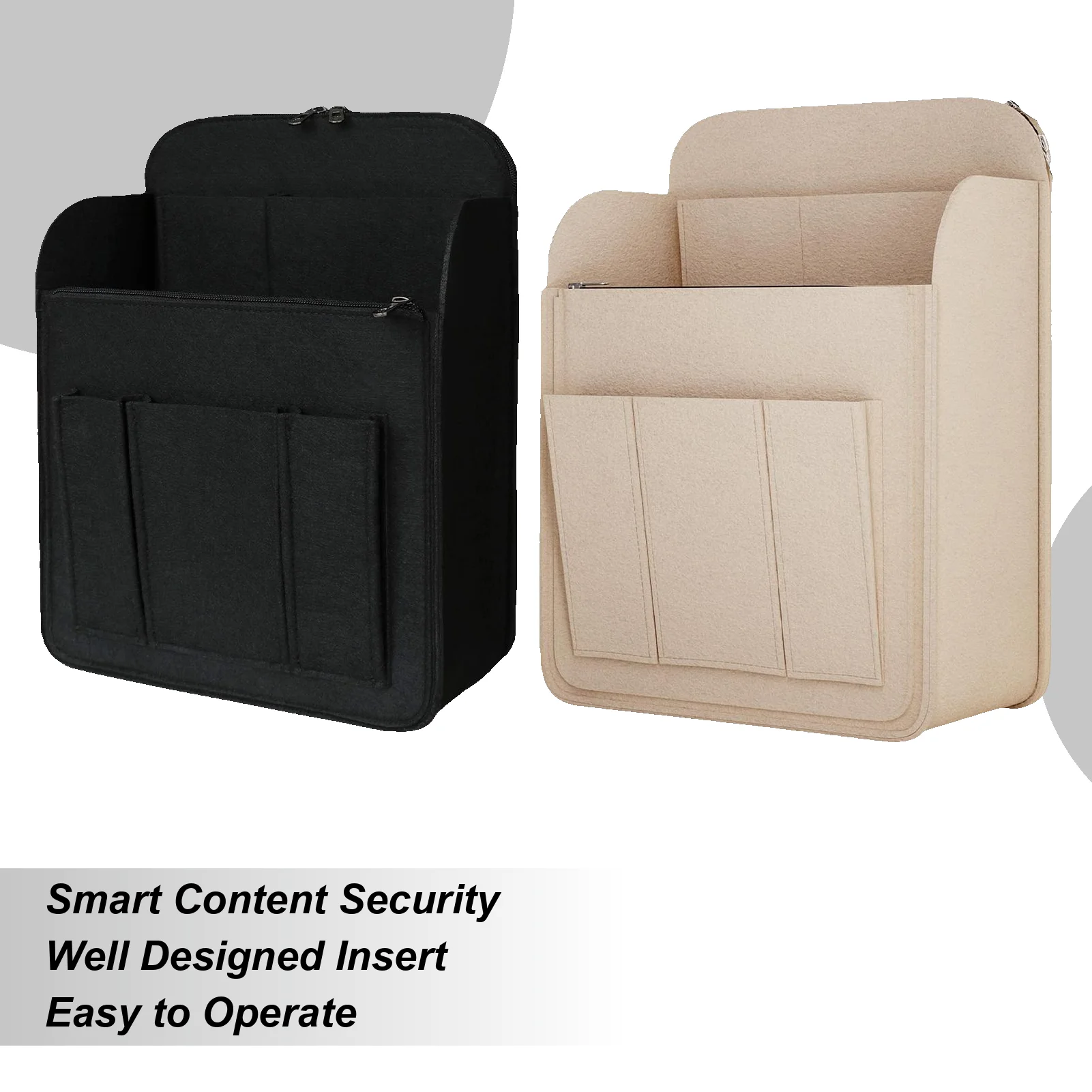 Organizador de mochila, inserto de bolso de hombro con muchos bolsillos, organizador portátil de almacenamiento de fieltro para accesorios electrónicos