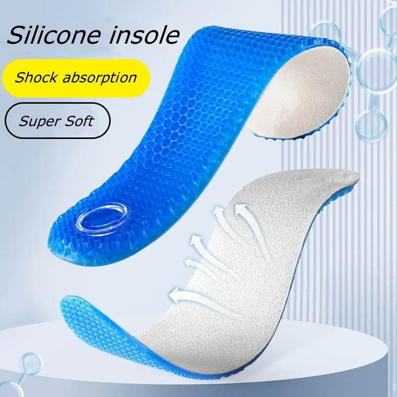 New Silicone Insoles for Foot Orthotic Arch Support Insole Soft Shoe Inserts Sport Antislip Template for Man Women GEL Shoe Sole