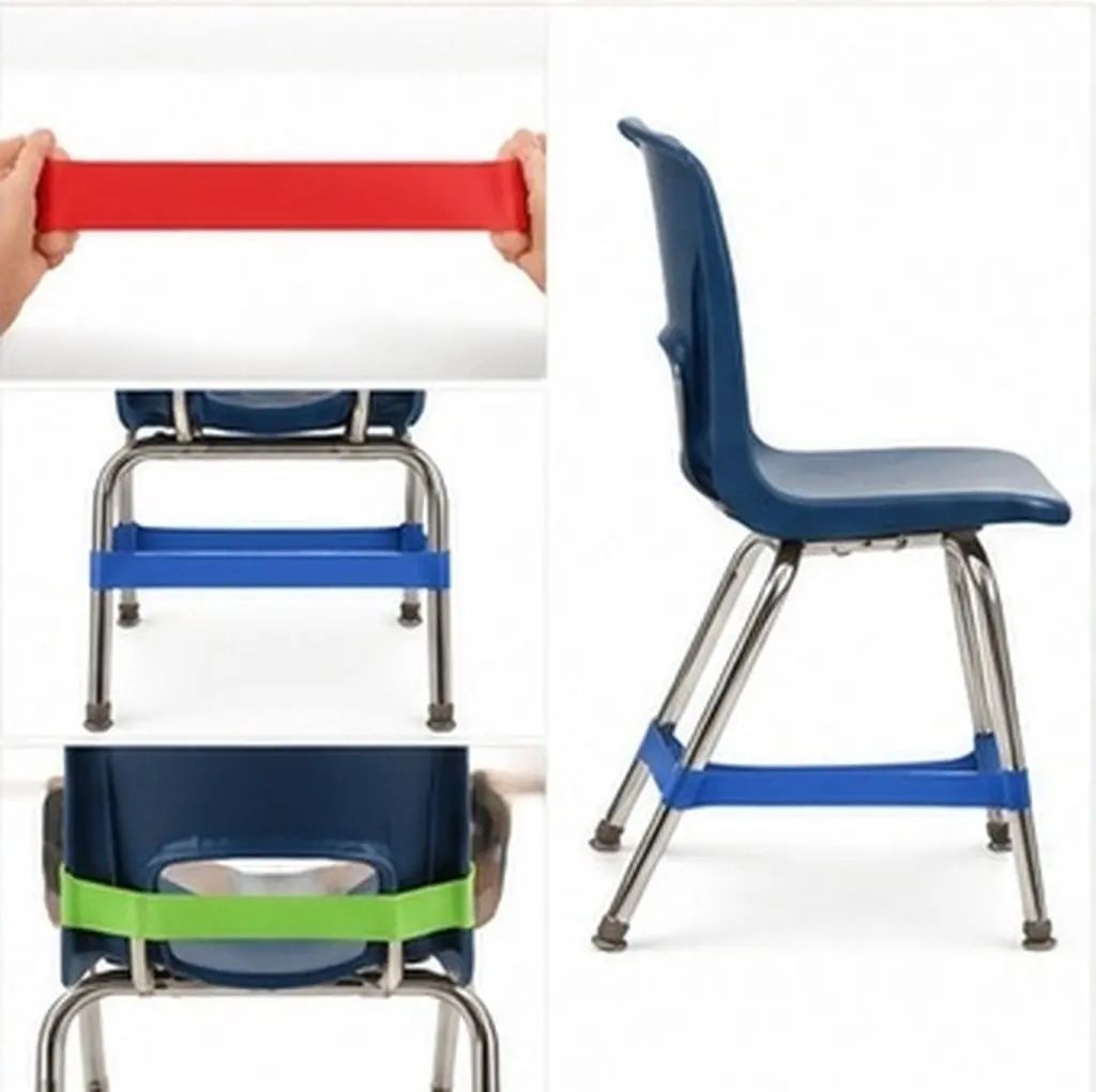 5Pcs Elementary School Chair Bands Focus Support Secure Desk Chair Leg Band Stretch Resistance Loop Band for Classroom Office