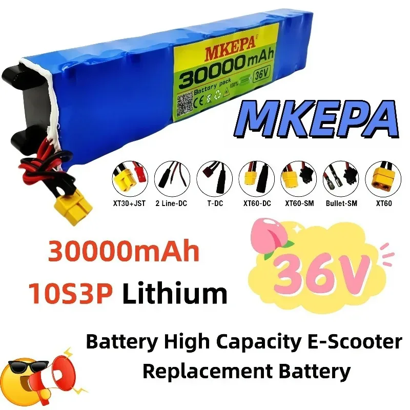 High Capacity 36V 30000mAh Scooter Battery 10S3P 18650 Lithium Replacement Battery For M365 E Scooter
