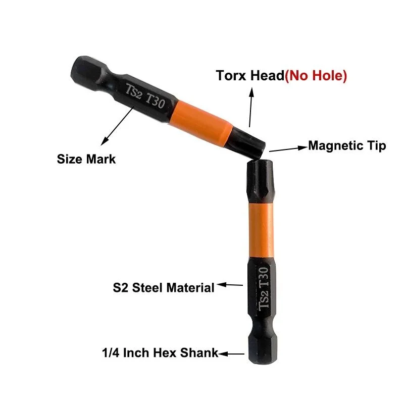 Screwdriver Set with Bit Holder, 1/4 ”Hex Shank, Pozidriv Cross Torx Driver Bit, PH2 PZ1 PZ2 PZ3 T20 T25 T30, 50mm, 11Pcs