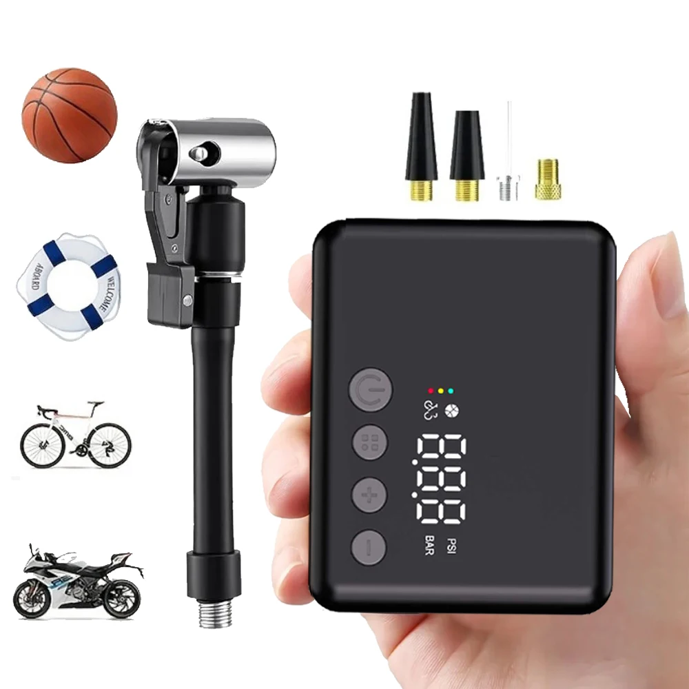 

Portable Mini Bike Fast Inflate Pump 130PSI Tire Pump with Auto Stop for Road Bikes, Mountain Bike, E-Bike, Motorcycles, Balls