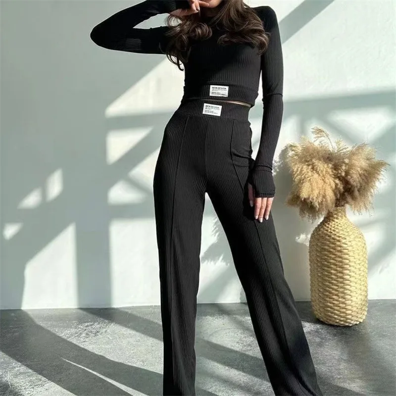 

2 Piece Set Women Tracksuit Long Sleeve Two Piece Set Sweatshirt Fashion Lattice Pullover Top Casual Pants Trousers Ladies Suit