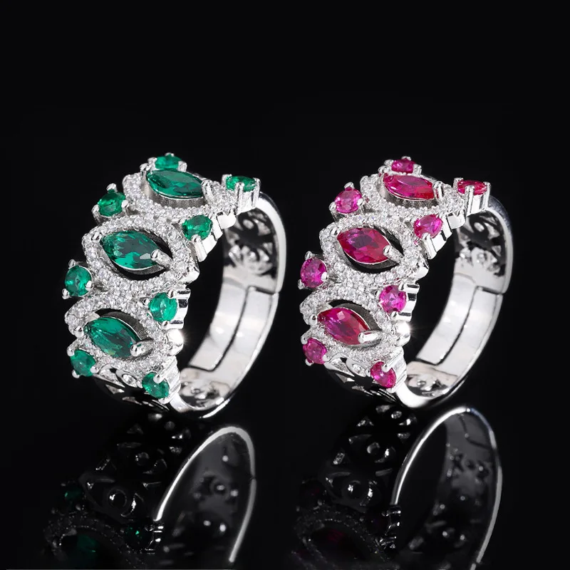 

2023 Spring New Retro Luxurious Eye Red High Carbon Diamond Adjustable Ring Magic Women's Jewelry Wedding Cocktail Party Gift