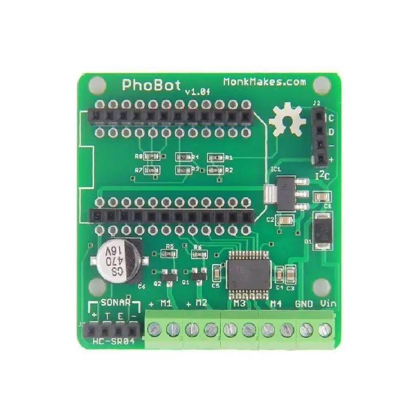 PhoBot Robot Motor Shield – Dual H-Bridge Motor Driver for Spark Core & Photon, 2A Output Robot Controller Board