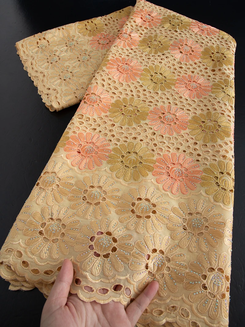 

Cotton Lace Fabric High Quality 2026 Swiss Voile In Switzerland Lace Embroidery Dry African Nigeria Wedding Dress Lace Fabric