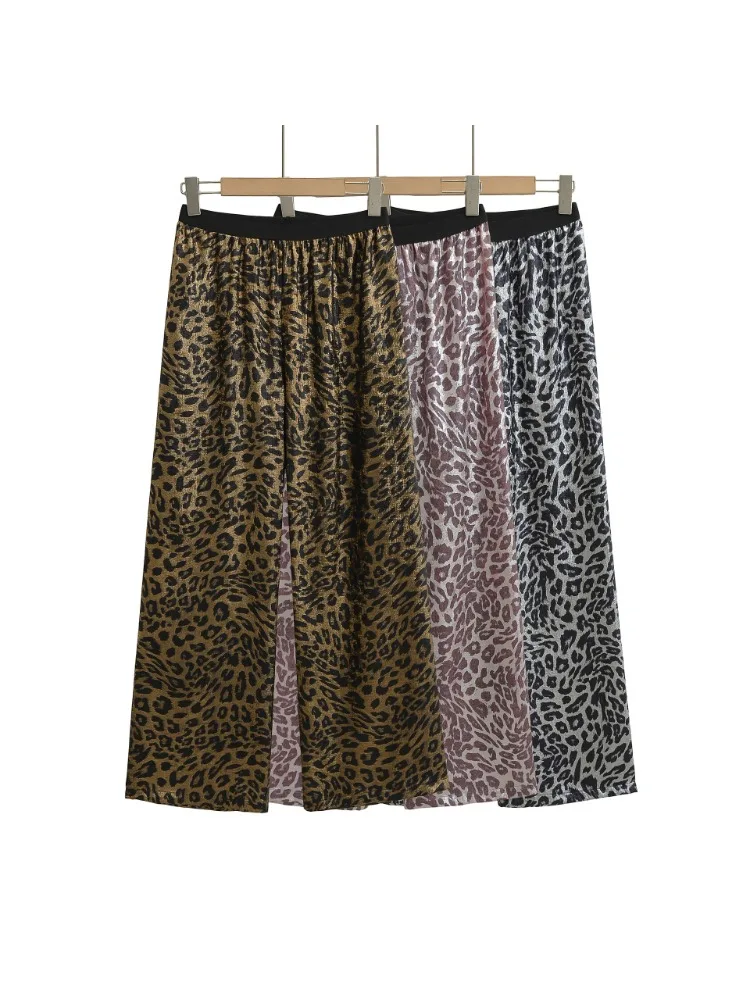 

Vintage Leopard Print Wide Leg Pants High-Waist Loose-Fit Casual Trousers Straight Pant New 2025 European American Lady Clothes