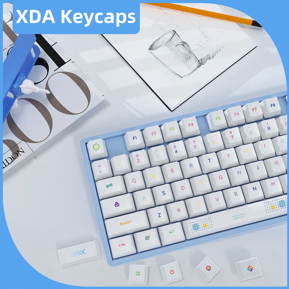 PBT XDA Profile 127 Keys Dye Sublimation Keycaps For Gaming RGB Mechanical Keyboard Key Caps for Cherry MX Switch English/Korean