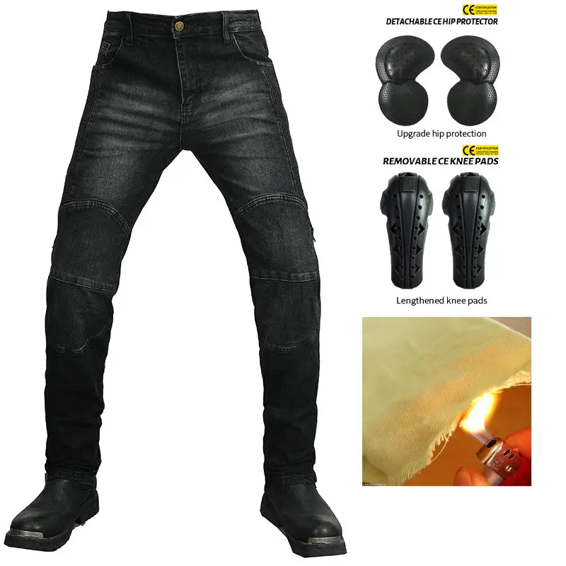 

VOLERO Motorcycle Riding Jeans Pants With Protective Gear Built-in Wear-resistant Fireproof Aramid Protective Layer Man