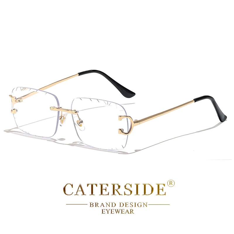 CATERSIDE Randlose Quadratische Sonnenbrille Männer Kupferickel Mode Punk Gradienten Sonnenbrille Vintage Trendy Kleine Rahmen Brillen UV400 – Detail 13