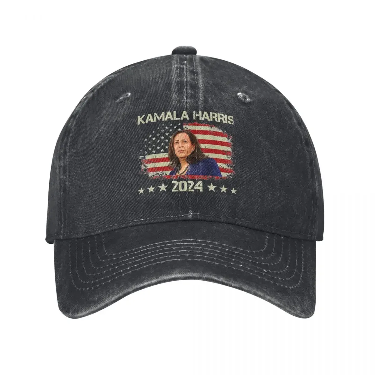 Classic American Flag Kamala Harris 2024 For President Baseball Caps Unisex Distressed Washed Sun Cap Outdoor Adjustable Cap Hat