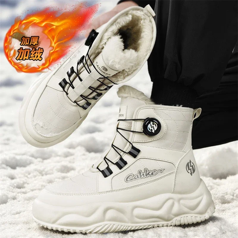 2025 رجل الثلوج الشتاء أحذية حذاء كاجوال الكاحل الفراء الدافئة الجلود كاوبوي القتالية دراجة نارية المشي لمسافات طويلة في الهواء الطلق مصمم فاخر