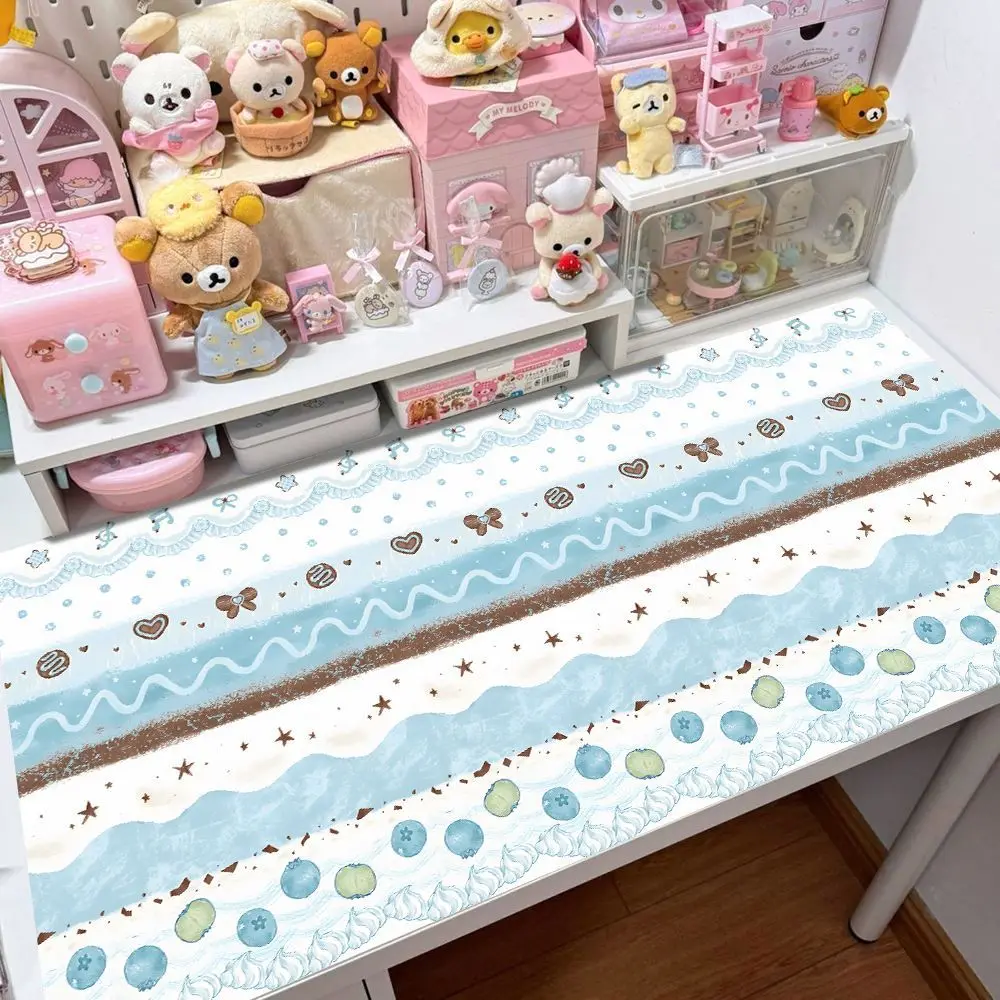 PU Leather Desk Pad Protector Pink Strawberry Cake Girl Kawaii Mouse Pad Office Desk Mat Waterproof Non-Slip PU Desk Blotter Pad