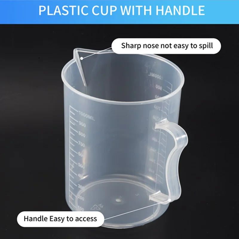 1000ml Transparent Graduated Beaker with Handle Measuring Cup