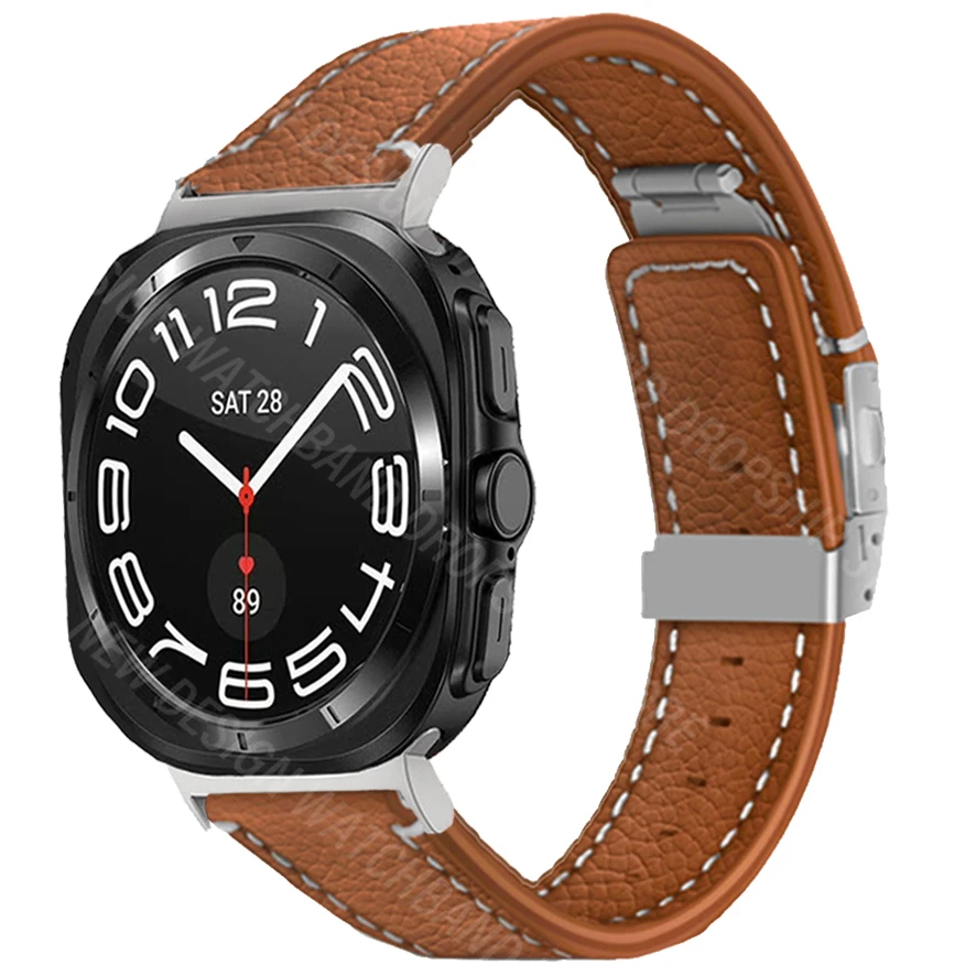 Кожаный ремешок для часов Samsung Galaxy Watch Ultra 47 мм, Роскошный деловой браслет без зазоров, мягкий браслет 47 мм