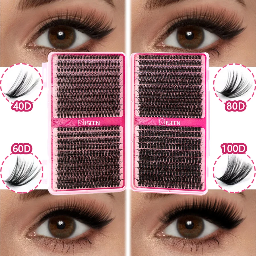 Kit de extensión de racimos de libros de pestañas individuales, pinzas de unión y sellado 40D/60D/80D/100D, extensiones de pestañas en racimo DIY en casa