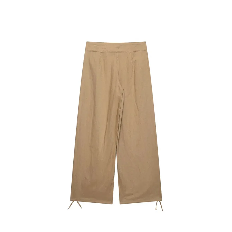 Maxdutti High Waisted Adjustable Lace Up Wide Leg Pants For Casual Wear Woman Clothes Women's Pants And Trousers