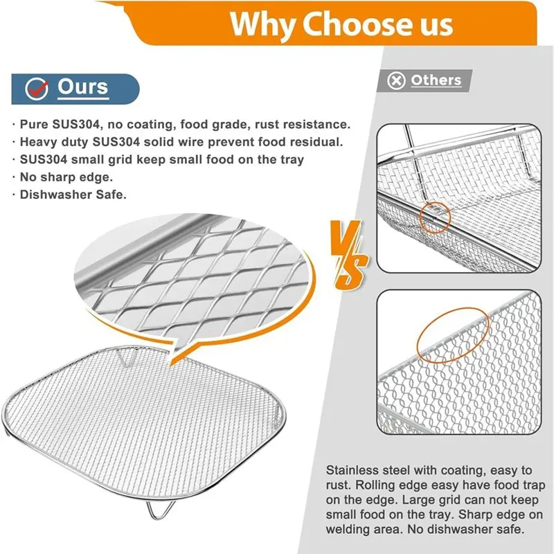 ABUD-Crisper Tray For Ninja Crispi FN100 And Ninja Crispi Pro AS101, For Ninja Crispi Accessories, Food Grade SUS304