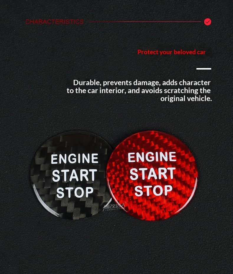 Echte Carbonfaser-Autozubehör-Aufkleber für den Motorstart-Stopp-Knopf, Innenverkleidung für Lexus IS ES GS NX RX LX RC F. – Detail 9