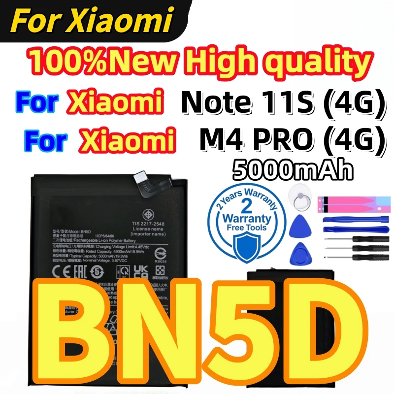 100%New High Quality Original BN5D For Xiaomi RedMi Note 11/Note11S 4G/M4 PRO 4G/Redmi Note12S/Redmi Note11 4G Batteries+Tools