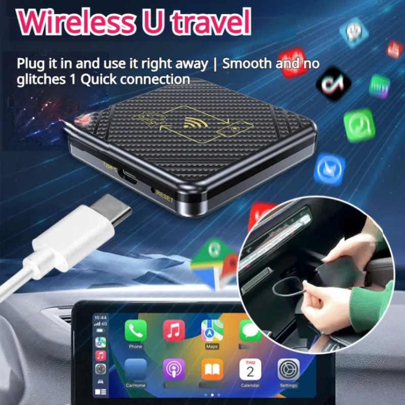 Wireless Carplay Adapter wireless adapter car link kit wired to wireless Car Connectivity Box  Smart Ai Box Android Auto Adapter