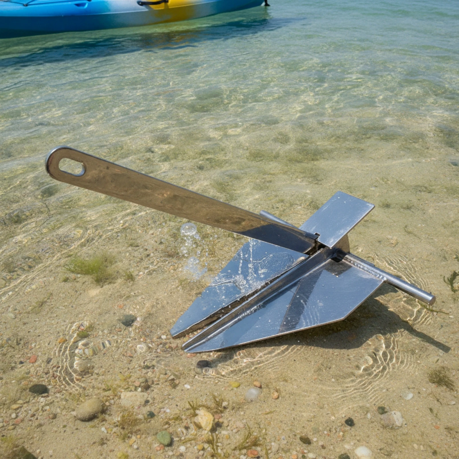 Delta Anchor Stainless Steel Folding Anchor Mirror-Polished Foldable for Kayakers, Boats, Marine