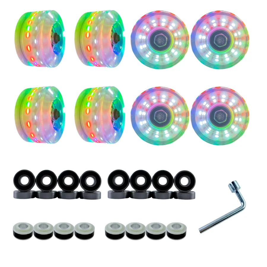 Luminous Double Row Roller Skates 6 Flashing LED Lights Thickened PU Wheels Adjustable Speed High Durability PVC Shell Adult