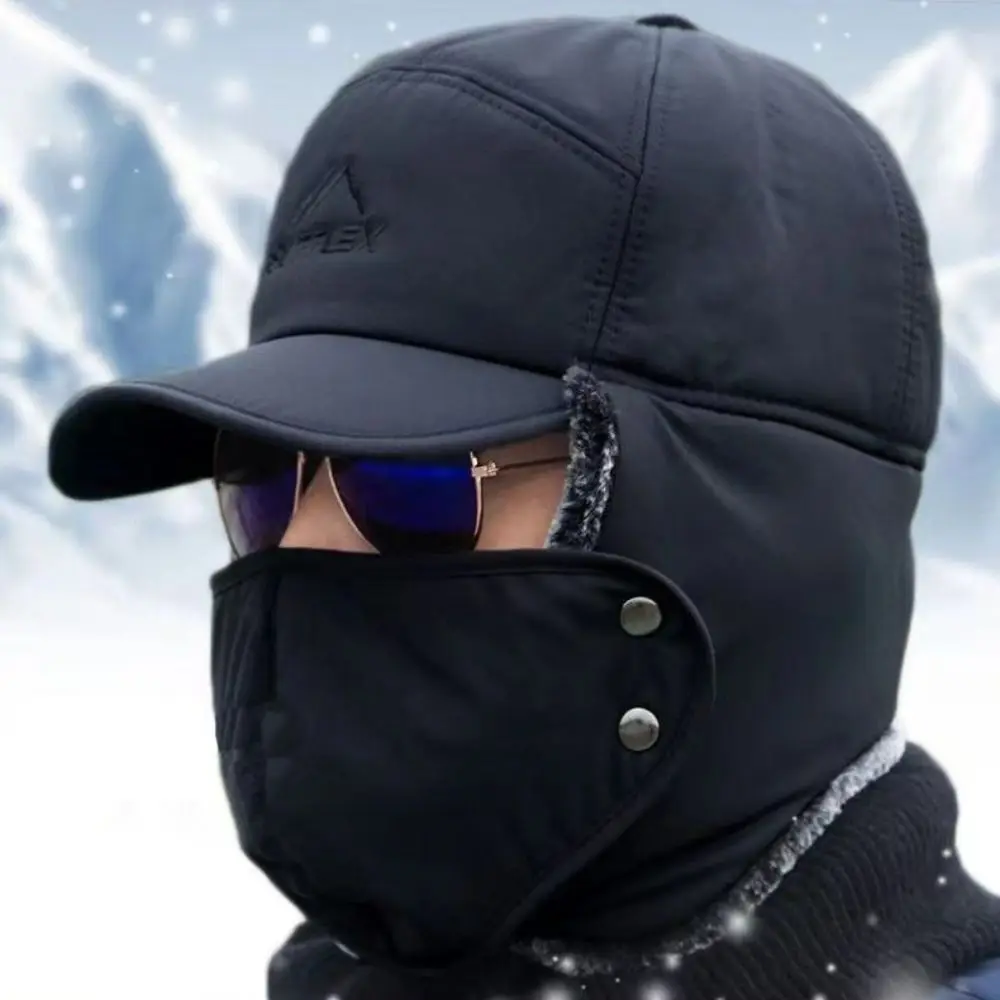 Windproof Winter Hats Winter Ski With Earflap Mask Warm Snow Cap Cotton Ear Protection Thick Balaclava for Men Women