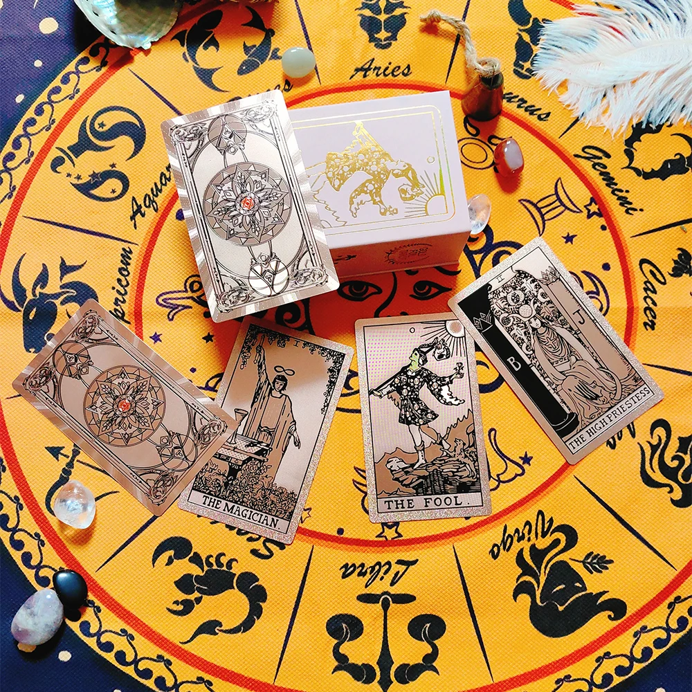 Klassische Waite Tarot Sammler Goldfolie Watro Tarot Plastikkarten Neue Rose Pink Oracle Divinationskarten Wasserdichtes Kartendeck – Detail 3