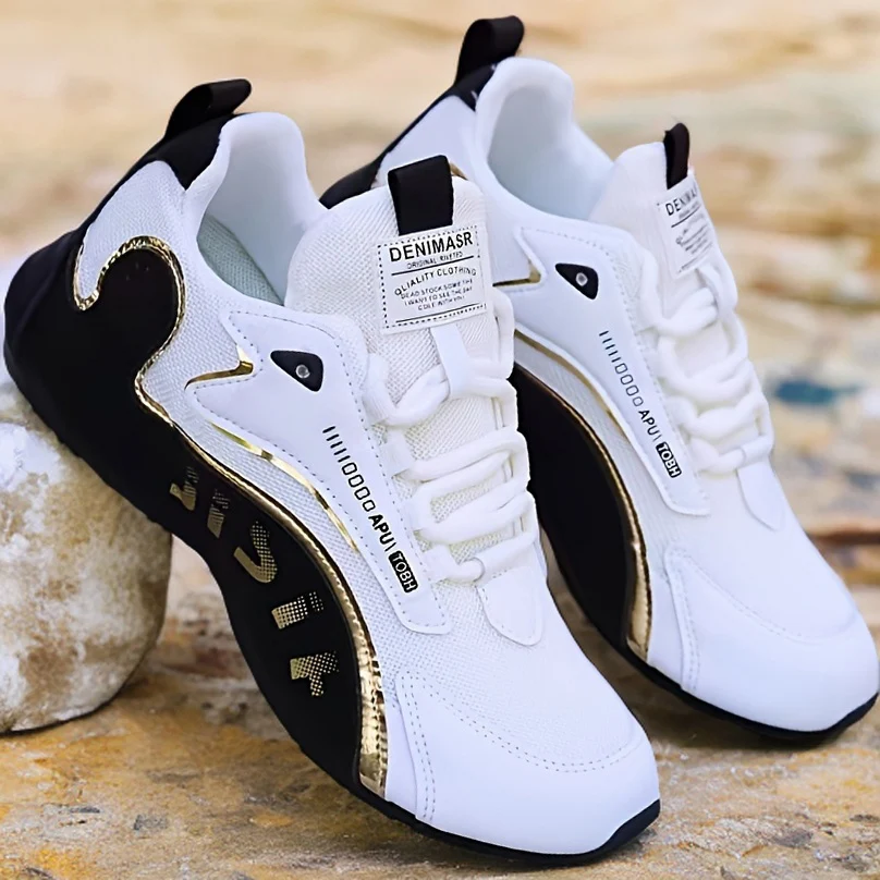 

Men's Breathable Mesh Sports Shoes, Soft-Soled Non-Slip Running Shoes, Black and White Casual Dad Shoes, Soft-Soled Non-Slip, Comfortable for Long Wear