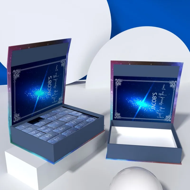 Customized queryChinese Manufacturer Biodegradable Box Gift Advent Calendar 24 Day Empty Cosmetic Blind Box Multiple Flip Packag