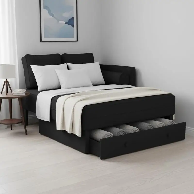 Chaiselongue avec coussin en velours noir