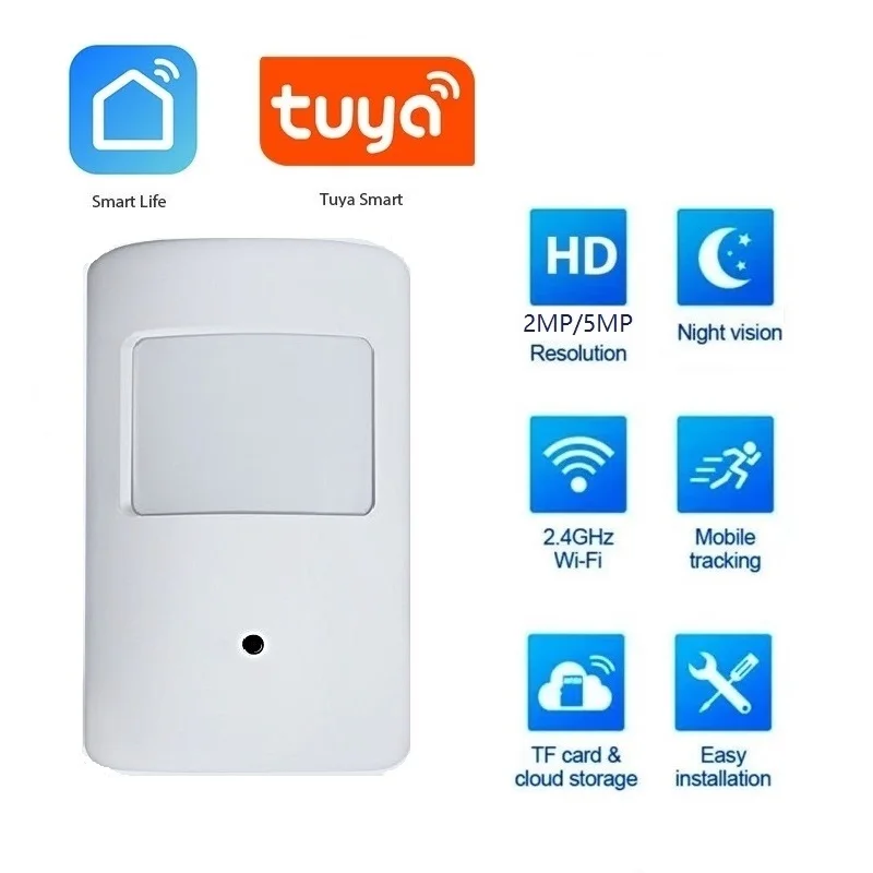 

Tuya Smart PIR Style Mini WiFi Camera Motion Detection Invisible Security Monitor Night Vision 2-Way Audio Covert Surveillance