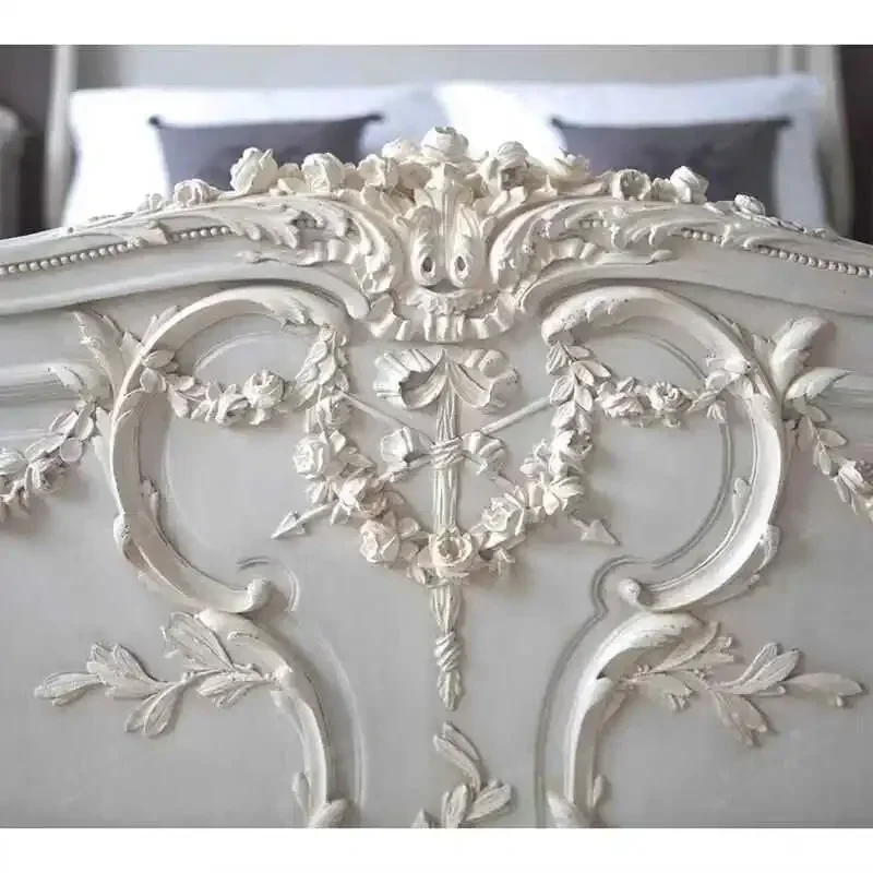 Solid wood carving flower European court double retro big American retro princess bed luxury high-end wedding bed