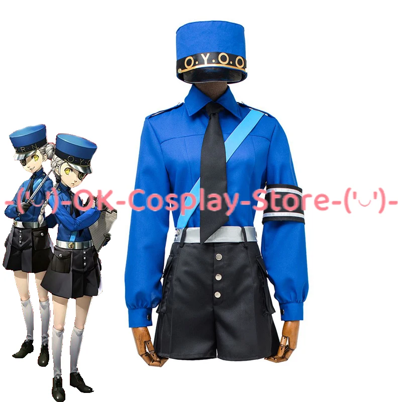 Twin Prison Wardens Persona 5 Caroline and Justine Cosplay Costume Top+Pants+Hat Full set Halloween Carnival Uniform Custom Made