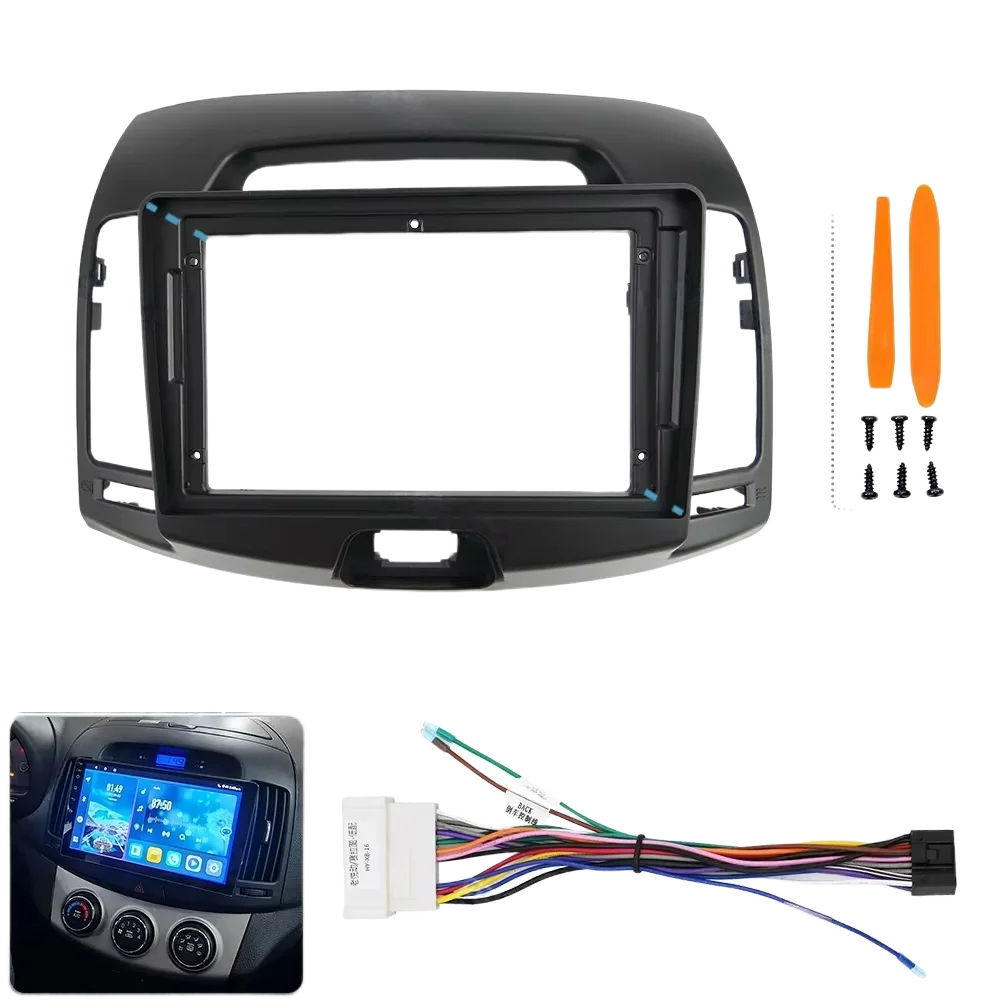 Para 2007-2011 Hyundai ELANTRA 9 pulgadas radio estéreo de coche CD Android panel de marco cable de fascia adaptador de arnés de vídeo reproductor multimedia
