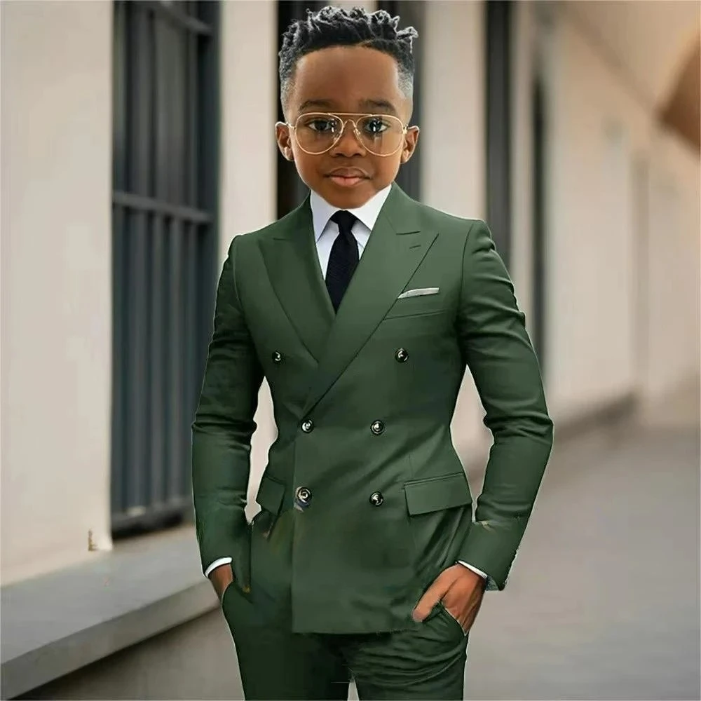 Boy's Suit Set 3 Pieces Jacket Pants Formal Shawl Lapel Kids Tuxedo For Wedding Kids Birthday Party School Performance Wear