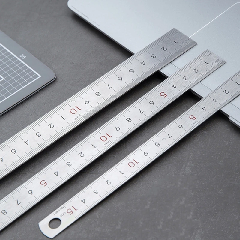 Stainless Steel Ruler 10/20/30 CM Thick Metal Measure Straight Rulers Non Deformation Clear Marking Tool