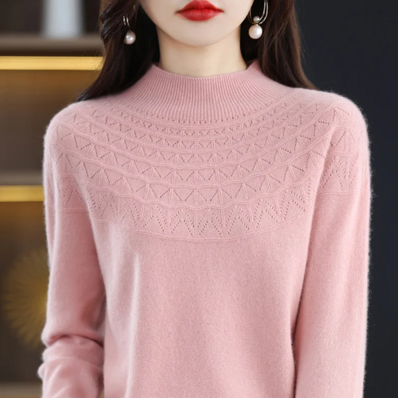 

Women Sweaters Mock Neck Long Sleeve Pullovers Autumn Winter High Strecth Knitted Sweater Basic Korean Fashion Bottoming Shirt