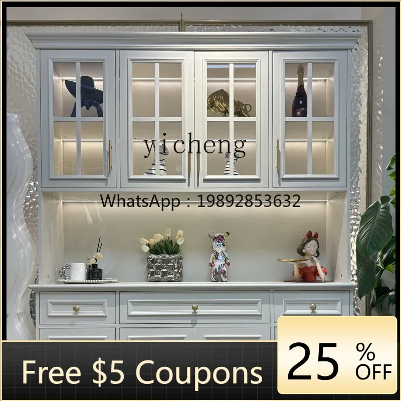 

solid wood dining side cabinet integrated against the wall high cabinet to the top modern simple shelf wine cabinet