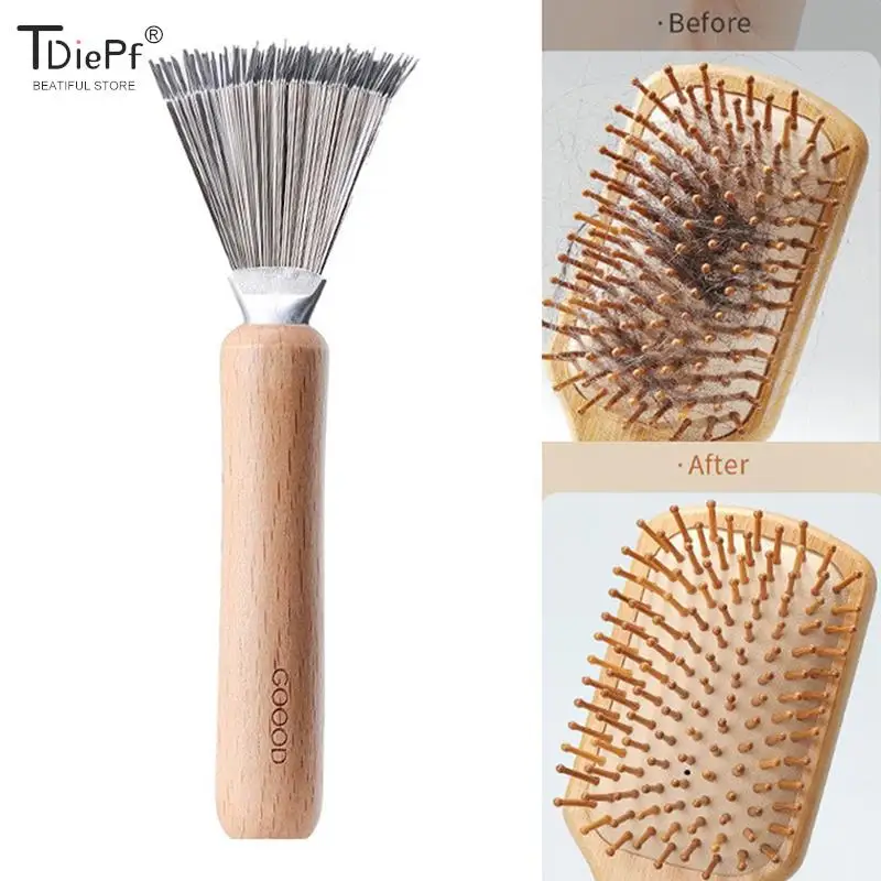 

1pcs Hair Brush Combs Cleaner Wooden Comb Cleaner Delicate Cleaning Removable Comb Cleaner Tool Hair Brush Handle Embeded Tools