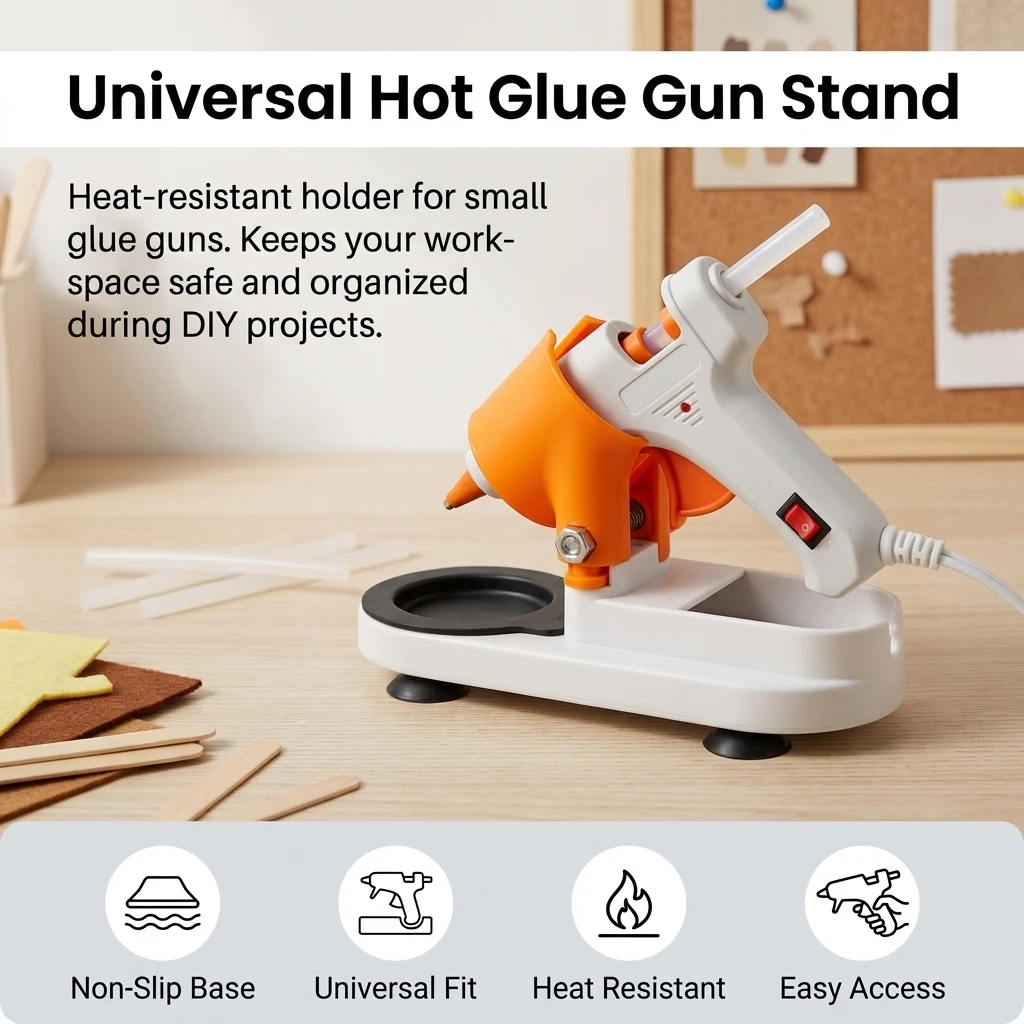 20W Adjustable Hot Glue Gun Stand Holder Anti-Slip Hot Melt Glue Gun Base With Drip Tray Cord Storage For DIY Craft Household
