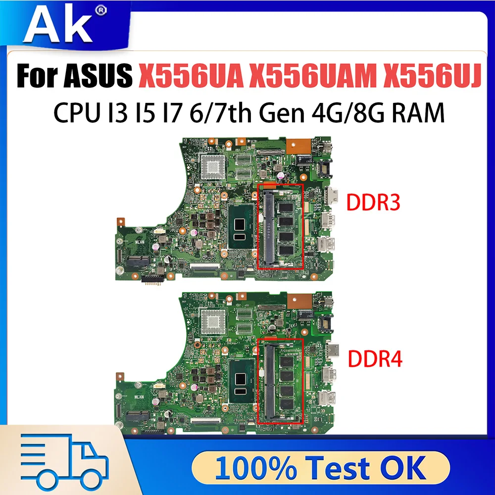 

X556UA Mainboard For ASUS X556UAM X556UJ A556U X556U X556UF X556UV X556UAK Laptop Motherboard I3 I5 I7 CPU DDR3L DDR4 4GB 8GB