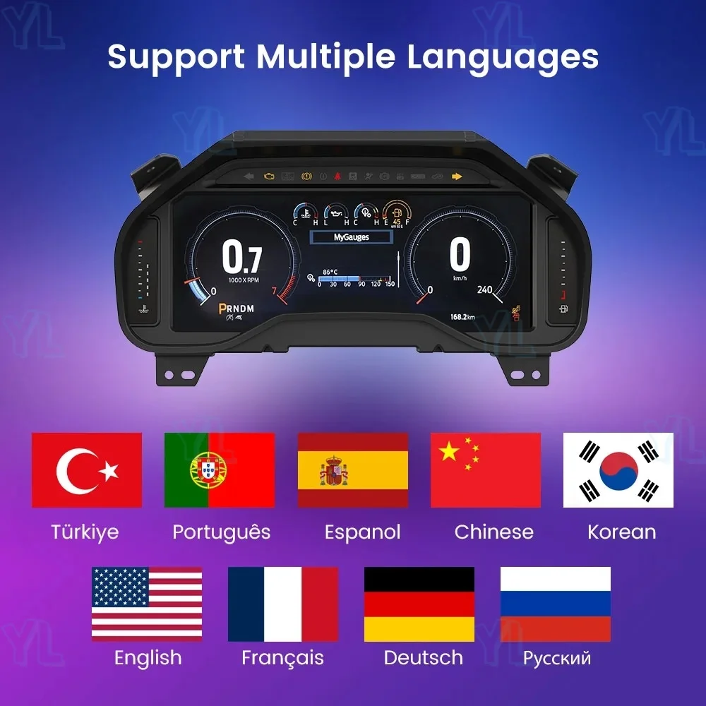 YLL Digital Dashboard Panel Virtual Cluster CockPit LCD Speedometer For Ford F150 Raptor 2015-2020 Linux System  HD Display