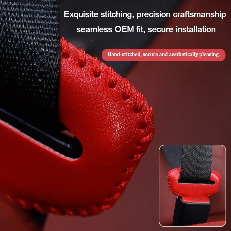 8 Colors Universal Leather Car Safety Seat Belt Anti-Scratch Cover Car Seat Belt Socket Protective Cover Button protective case